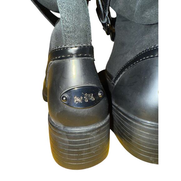 Coach Zena Shearling Lined Leather & Suede Moto Boots Black Women’s 8B - Picture 2 of 7